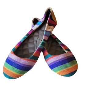 Reef Rainbow Stripe Ballet Flats Coth Shoes Size 6.5